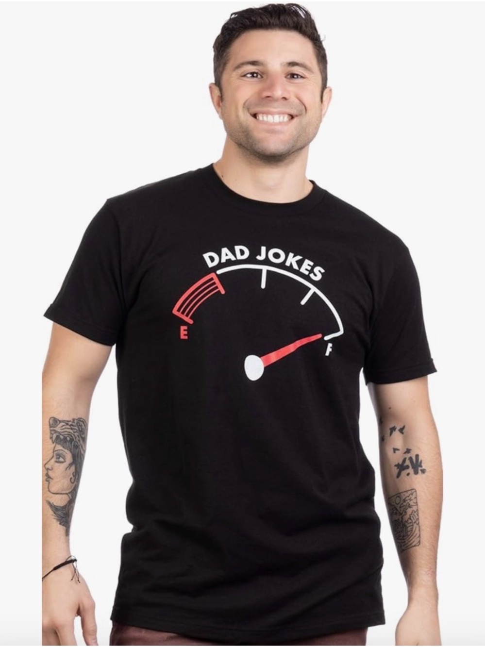Dad Jokes Fuel Gauge Graphic Tee - Black